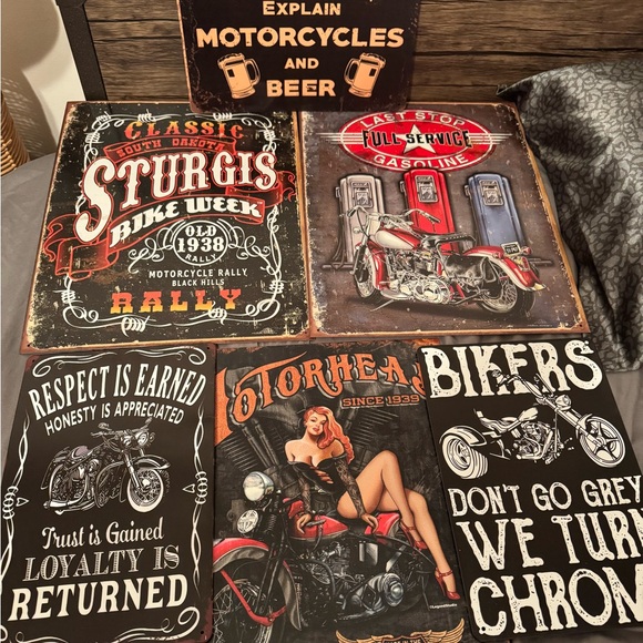 Biker Tin sign wall art 12.5x16 & 8x12